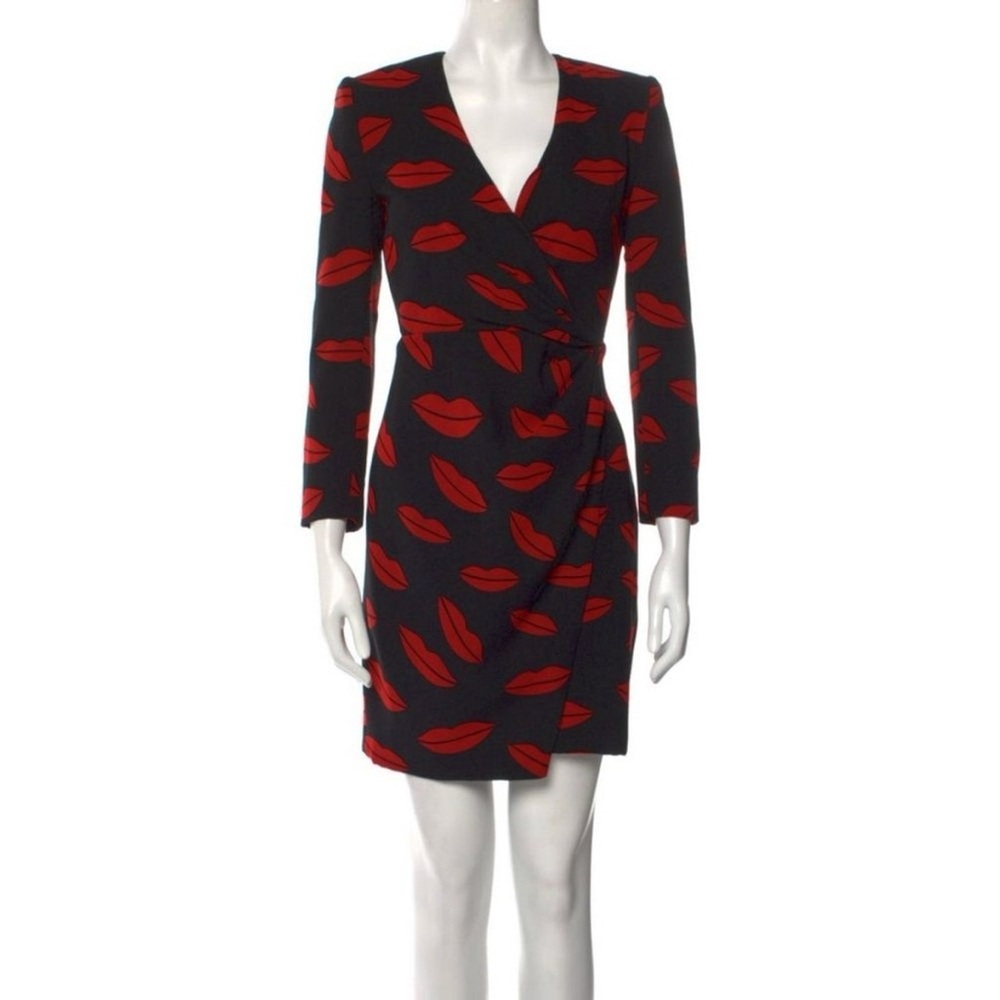 Saint Laurent Black and Red Lip Pattern Dress - Picture 2 of 14